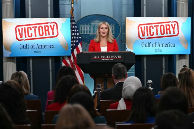 White House Press Secretary Karoline Leavitt speaks during the daily briefing in the Brady