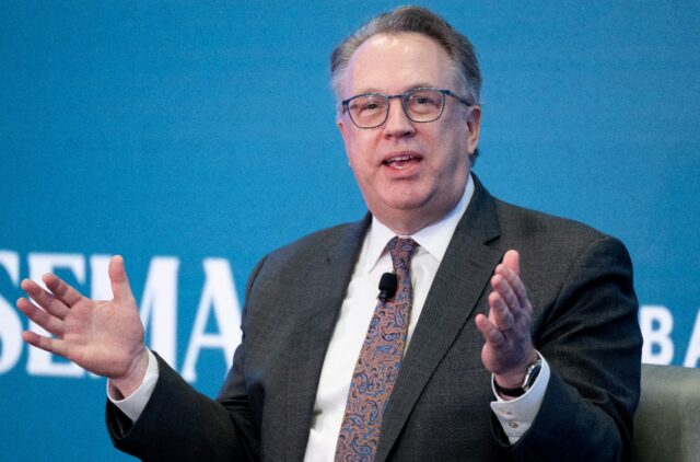 New York Fed President John Williams, seen in April 2024, said the Fed's inflation fight w