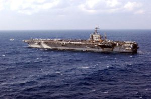 Navy aircraft carrier collides with merchant vessel in Red Sea