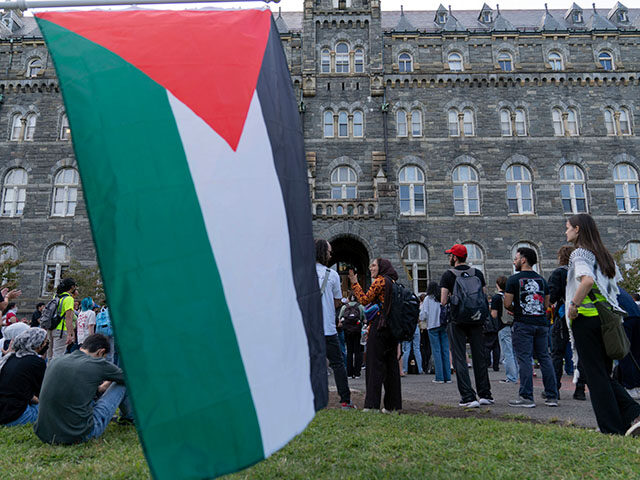 Hawley - Georgetown University students march around campus as they rally during a pro Pal