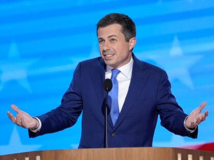 FILE - Transportation Secretary Pete Buttigieg speaks during the Democratic National Conve