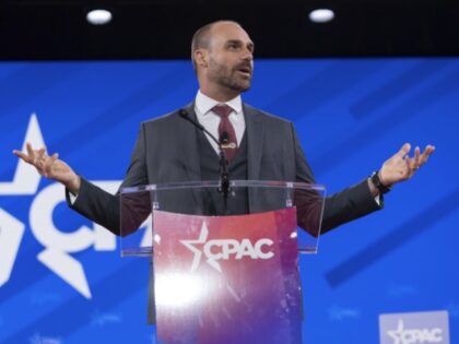 Eduardo Bolsonaro, a member of the Brazil Chamber of Deputies, speaks during the Conservat