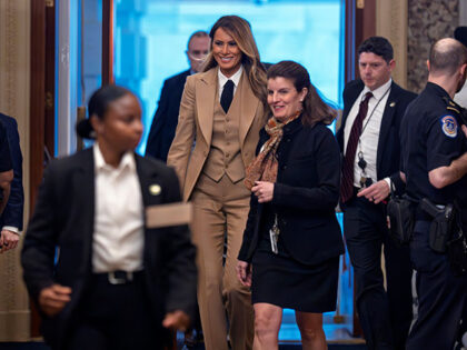 First lady Melania Trump arrives at the Capitol in Washington to lend her support to an on