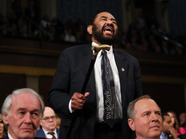 Al Green WASHINGTON, DC - MARCH 04: Rep. Al Green (D-TX) shouts out as U.S. President Donald Trump
