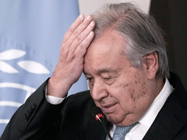 United Nations Secretary General Antonio Guterres attends a press conference with Egyptian