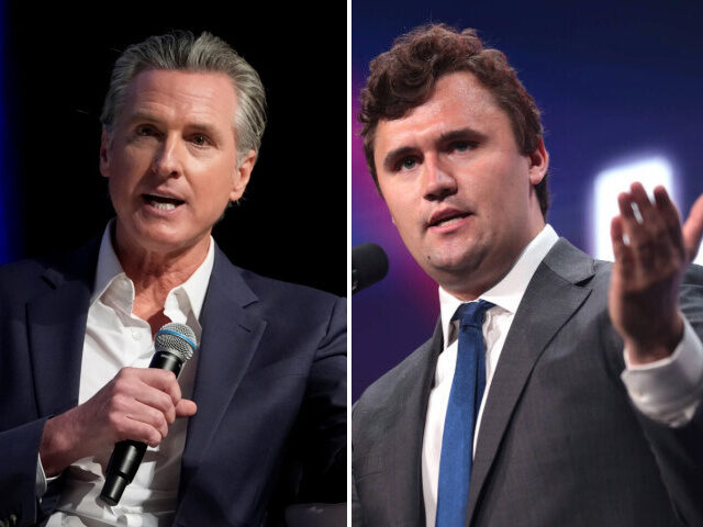 Gavin Newsom and Charlie Kirk AP Photo/Damian Dovarganes, Gage Skidmore/Flickr
