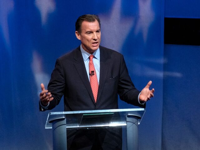 NEW YORK, NEW YORK - JUNE 16: U.S. Rep. Tom Suozzi (D-NY) debates in the race for governor