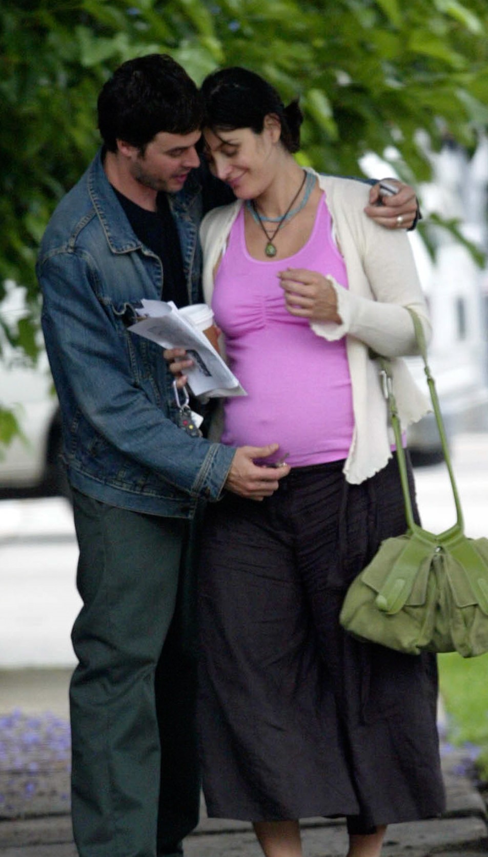 Carrie-Anne Moss and husband Steven Roy on June 10, 2003 in Los Angeles, California. (Photo by Bauer-Griffin/GC Images)