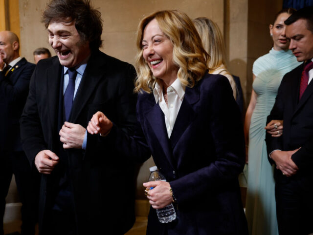 The Inauguration Of Donald J. Trump As The 47th President WASHINGTON, DC - JANUARY 20: President of Argentina Javier Milei talks with Prime Minister