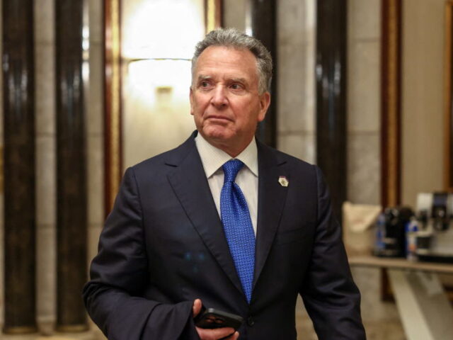US Middle East envoy Steve Witkoff walks to an interview after participating in a meeting