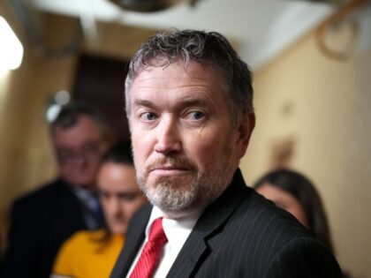 WASHINGTON, DC - FEBRUARY 25: U.S. Rep. Thomas Massie (R-KY) speaks to reporters as she ar