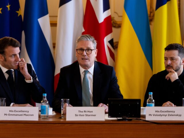 LONDON, UNITED KINGDOM - MARCH 02: British Prime Minister Keir Starmer (C), French Preside