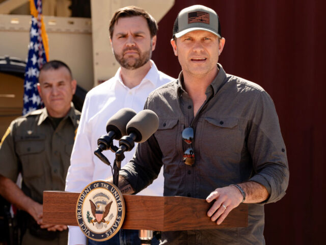 US Vice President JD Vance and Pete Hegseth, US secretary of defense, speak to members of