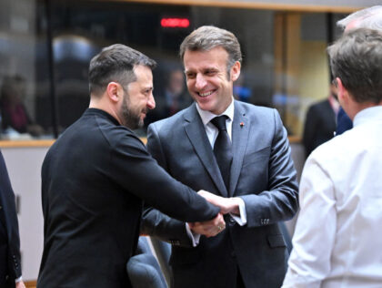 BRUSSELS, BELGIUM - MARCH 6: French President Emmanuel Macron and Ukrainian President Volo