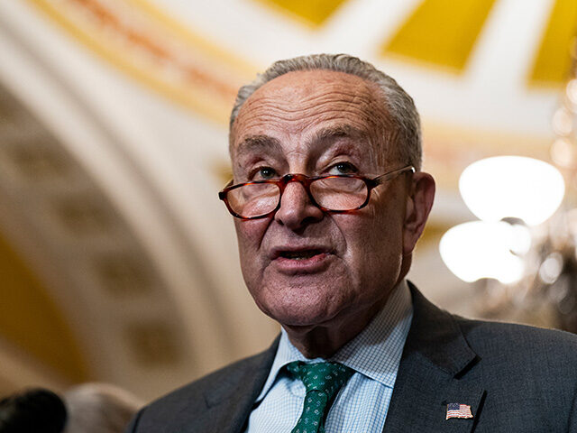 Senate Minority Leader Chuck Schumer, a Democrat from New York, speaks during a news confe