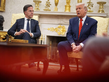 (L-R) NATO Secretary General Mark Rutte and U.S. President Donald Trump hold a meeting in