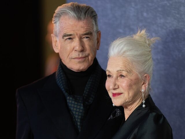 GettyImages-2207245982 LONDON, ENGLAND - MARCH 27: Pierce Brosnan and Dame Helen Mirren attend the "MobLand&