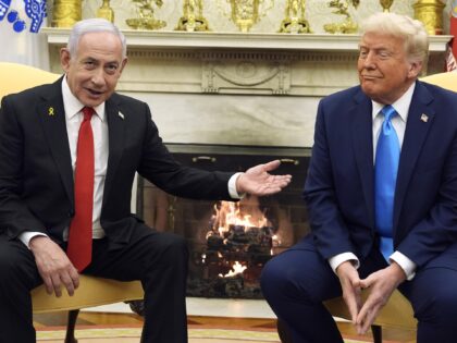 President Donald Trump meets with Israel's Prime Minister Benjamin Netanyahu in the O