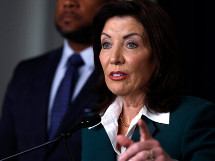 NEW YORK, NEW YORK - MARCH 03: New York Gov. Kathy Hochul holds a press conference followi