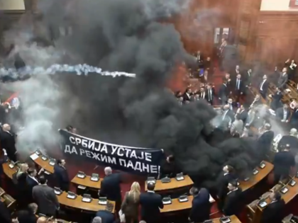 Serbia Parliament Fight