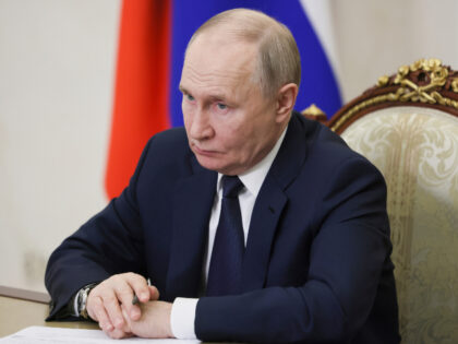 Russian President Vladimir Putin attends a cabinet meeting in Moscow, Russia, Wednesday, M