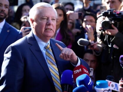 Sen. Lindsey Graham, R-S.C., speaks to reporters outside the West Wing of the White House