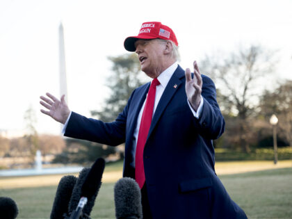 WASHINGTON, DC-FEBRUARY 28: President Donald J. Trump speaks with the press before he depa