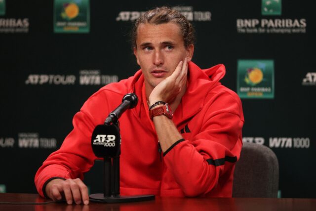German top seed Alexander Zverev speaks to reporters before launching his BNP Paribas Open