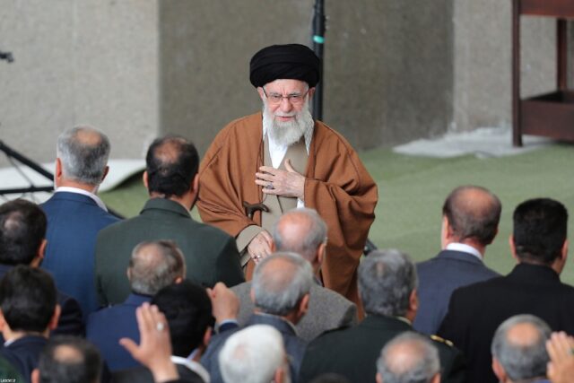 A handout picture shows Iran's supreme leader Ayatollah Ali Khamenei ahead of Eid al-Fitr