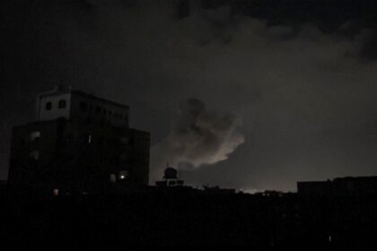 This image from AFPTV footage shows smoke rising following bombardment on Yemen's Huthi-co