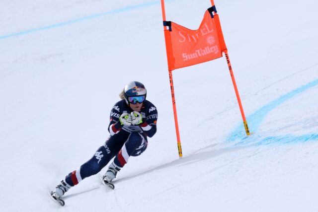 Lindsey Vonn goes through her paces in training ahead of the World Cup finals in Sun Valle
