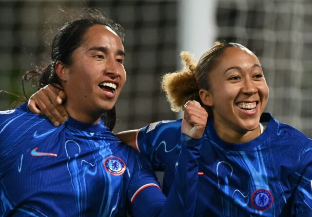 Mayra Ramirez (left) scored as Chelsea beat Man City to reach the Women's Champions League