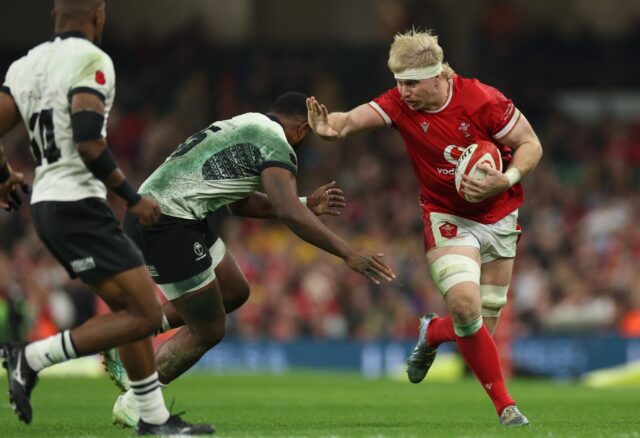 Recall: Wales back-row Aaron Wainwright (R) is in the starting side for the Six Nations ma