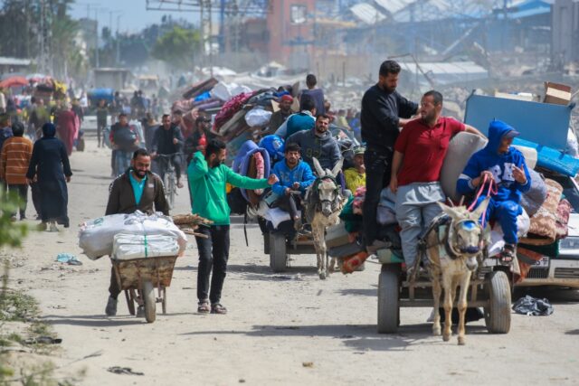 Residents took to the road, mainly by foot and for most of them not for the first time, in