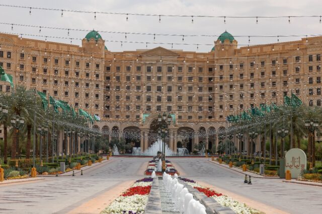 The Ritz-Carlton in Riyadh where talks are underway with US mediation to try to reach a ce
