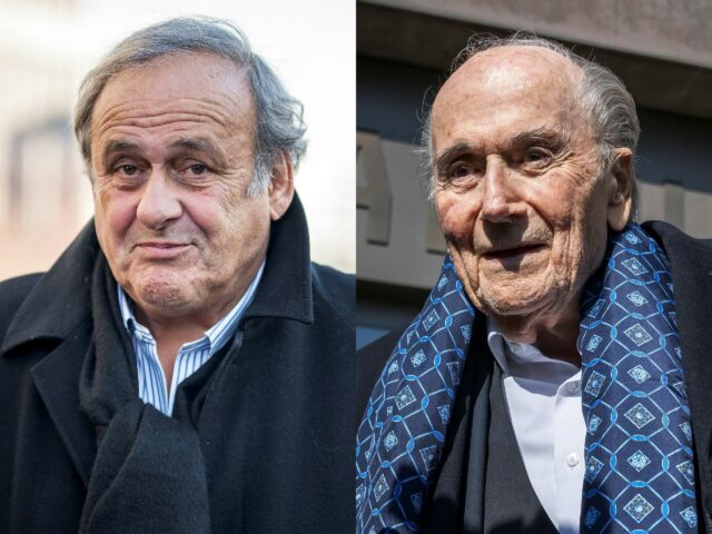 Former UEFA president Michel Platini (L) and ex-FIFA supremo Sepp Blatter were acquitted o
