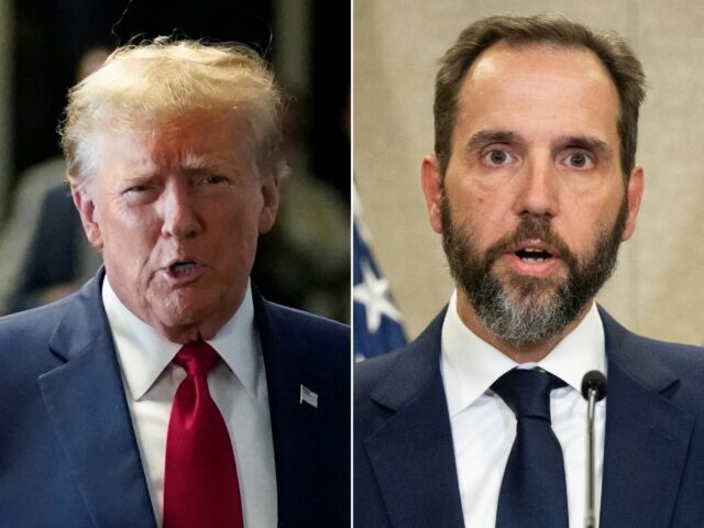 US President Donald Trump (left) has sought to sanction former special counsel Jack Smith