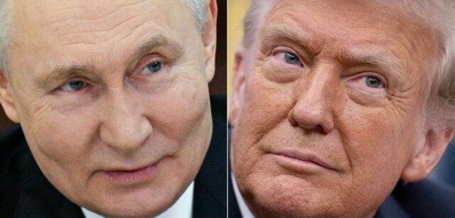 US President Donald Trump (R) has made no secret of his affinity for Russia's leader Vladi