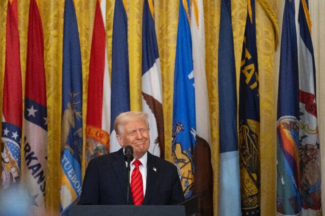 US President Donald Trump speaks before signing an executive order in the East Room of the