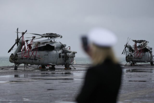 The USS Carl Vinson, the flagship of a carrier strike group, arrived in Busan, South Korea