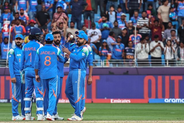 Varun Chakravarthy (2R) starred as India's spinners bowled their team to victory over New