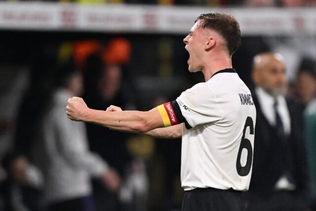Victory roar: Germany's Joshua Kimmich reacts after the final whistle