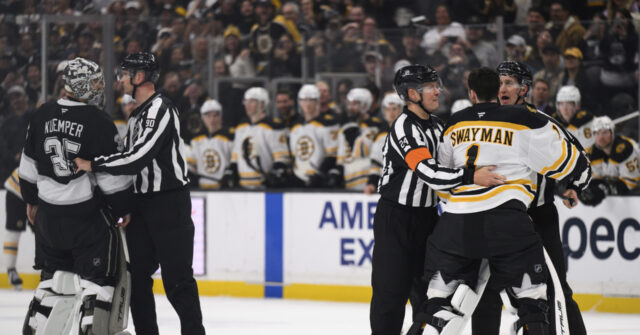 Swayman Challenges Kuemper to Goalie Fight During Bruins' 7-2 Loss