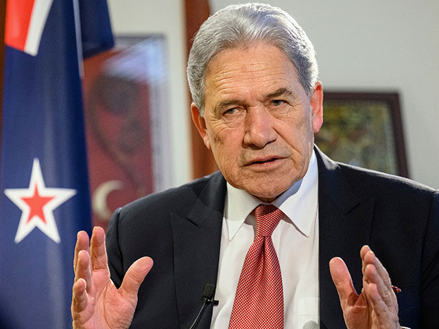 New Zealand Foreign Minister Winston Peters comments during an interview with The Associat