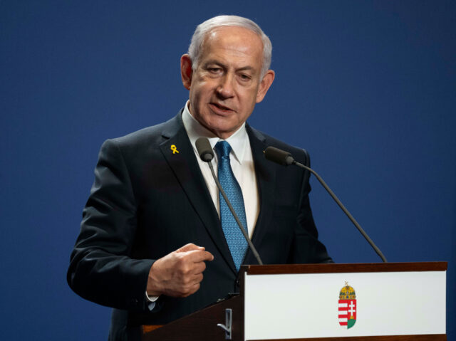Israeli Prime Minister Benjamin Netanyahu speaks during a press statement at the Carmelite