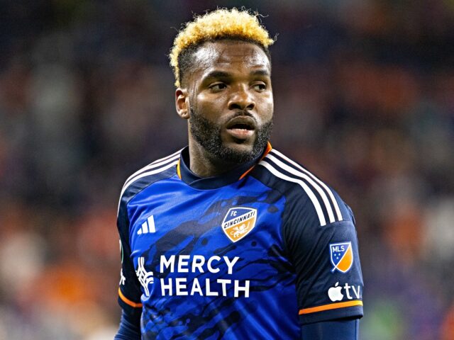 CINCINNATI, OH - MARCH 7: Aaron Boupendza #9 of FC Cincinnati during a Concacaf Champions