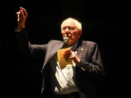 Bernie Sanders speaks onstage before Clario's performance at the 2025 Coachella Valley Mus