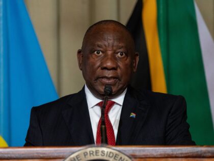 Cyril Ramaphosa, South Africa's president, during a news conference following a meeti