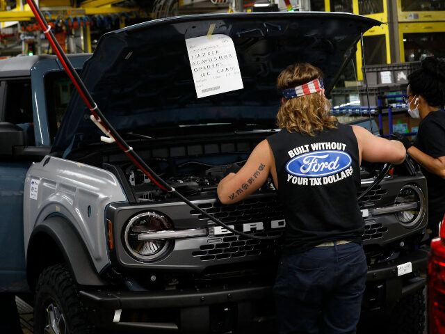 Ford plant Line workers assemble Ford Motor Company's 2021 Ford Bronco on the line at their Mich