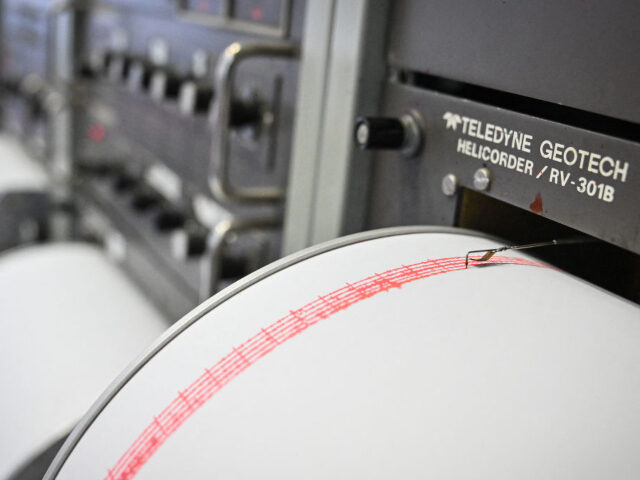A seismograph registers little earth trembles at the center room where real-time earthquak